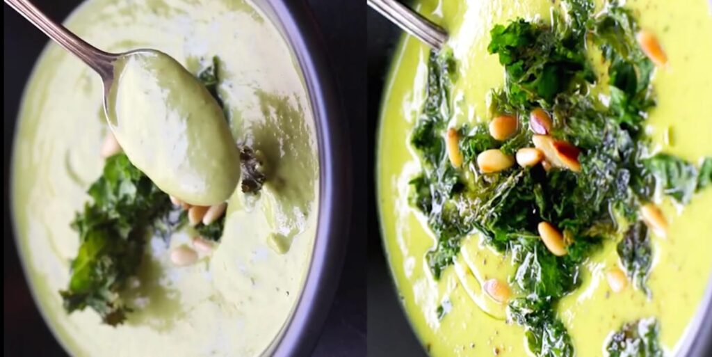 Keto Creamy Cauliflower & Spinach Soup