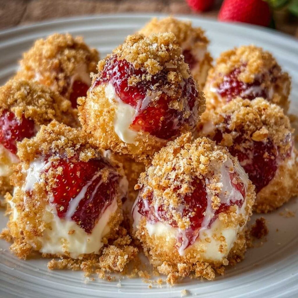 Strawberry Crunch Cheesecake Bites