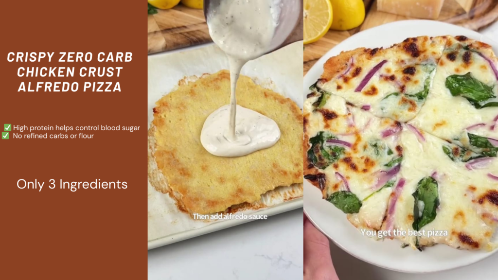 Easy Crispy Zero Carb Chicken Crust Alfredo Pizza