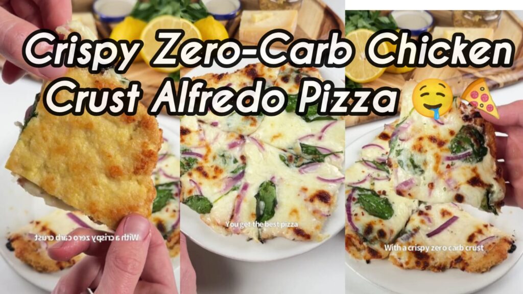 Crispy Zero-Carb Chicken Crust Alfredo Pizza