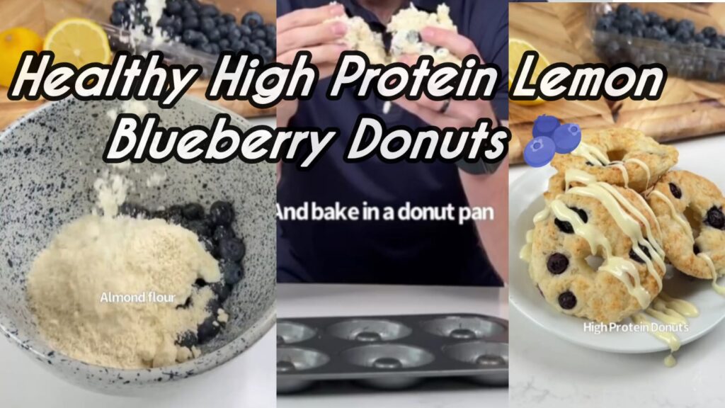 Healthy High Protein Lemon Blueberry Donuts