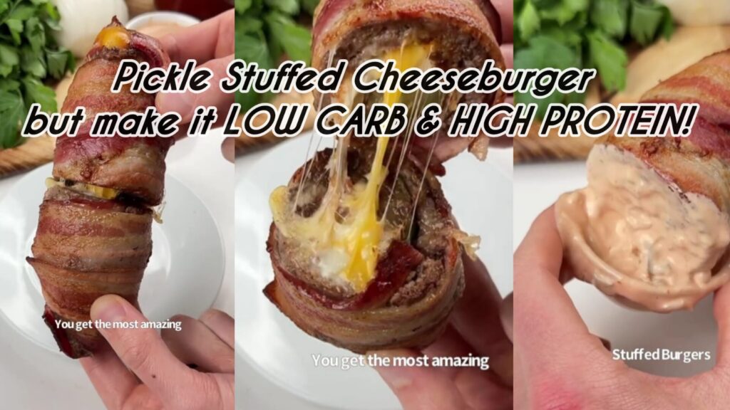 Pickle Stuffed Cheeseburger (Low Carb & High Protein)