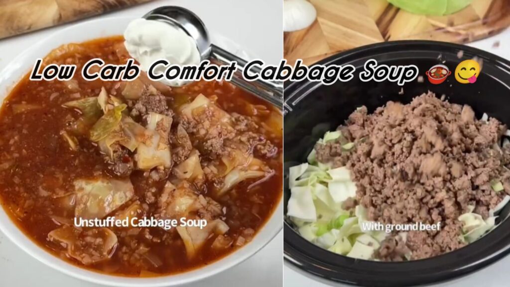 Cabbage soup preparation and serving